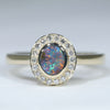 Australian Solid Boulder Opal and Diamond Gold Ring - Size 6.25 US Code EM14