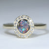 Australian Solid Boulder Opal and Diamond Gold Ring - Size 6.25 US Code EM14