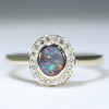 Australian Solid Boulder Opal and Diamond Gold Ring - Size 6.25 US Code EM14