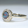Australian Solid Boulder Opal and Diamond Gold Ring - Size 6.25 US Code EM14