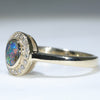 Australian Solid Boulder Opal and Diamond Gold Ring - Size 6.25 US Code EM14