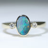 Natural Solid Australian Boulder Opal and Diamond Gold Ring - Size 7 US Code - EM11