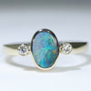 Natural Solid Australian Boulder Opal and Diamond Gold Ring - Size 7 US Code - EM11