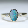 Natural Solid Australian Boulder Opal and Diamond Gold Ring - Size 7 US Code - EM11