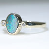 Natural Solid Australian Boulder Opal and Diamond Gold Ring - Size 7 US Code - EM11
