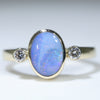 Natural Solid Australian Boulder Opal and Diamond Gold Ring - Size 6.75 US Code - EM26