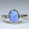 Natural Solid Australian Boulder Opal and Diamond Gold Ring - Size 6.75 US Code - EM26