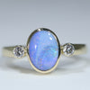 Natural Solid Australian Boulder Opal and Diamond Gold Ring - Size 6.75 US Code - EM26