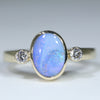 Natural Solid Australian Boulder Opal and Diamond Gold Ring - Size 6.75 US Code - EM26