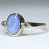 Natural Solid Australian Boulder Opal and Diamond Gold Ring - Size 6.75 US Code - EM26