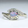 Natural Australian Solid Boulder Opal and Diamond Gold Ring Size - 6.5 US Code  EM16