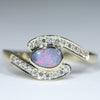 Natural Australian Solid Boulder Opal and Diamond Gold Ring Size - 6.5 US Code  EM16
