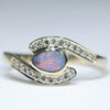 Natural Australian Solid Boulder Opal and Diamond Gold Ring Size - 6.5 US Code  EM16