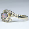 Natural Australian Solid Boulder Opal and Diamond Gold Ring Size - 6.5 US Code  EM16