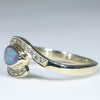 Natural Australian Solid Boulder Opal and Diamond Gold Ring Size - 6.5 US Code  EM16