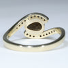 Natural Australian Solid Boulder Opal and Diamond Gold Ring Size - 6.5 US Code  EM16