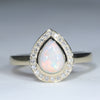 Coober Pedy Solid White Opal and Diamond Gold Ring - Size 7.5  US Code EM30