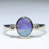 Natural Solid Australian Boulder Opal and Diamond Gold Ring - Size 7.25 US Code - EM29