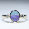 Natural Solid Australian Boulder Opal and Diamond Gold Ring - Size 7.25 US Code - EM29