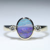 Natural Solid Australian Boulder Opal and Diamond Gold Ring - Size 7.25 US Code - EM29