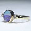 Natural Solid Australian Boulder Opal and Diamond Gold Ring - Size 7.25 US Code - EM29