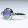 Natural Solid Australian Boulder Opal and Diamond Gold Ring - Size 7.25 US Code - EM29