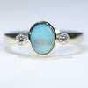 Natural Solid Australian Boulder Opal and Diamond Gold Ring - Size 6  US Code - EM24
