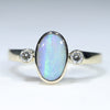 Natural Solid Australian Boulder Opal and Diamond Gold Ring - Size 6.75  US Code - EM08