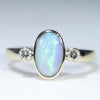 Natural Solid Australian Boulder Opal and Diamond Gold Ring - Size 6.75  US Code - EM08