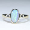 Natural Solid Australian Boulder Opal and Diamond Gold Ring - Size 6.75  US Code - EM08