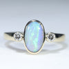 Natural Solid Australian Boulder Opal and Diamond Gold Ring - Size 6.75  US Code - EM08