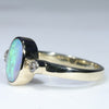 Natural Solid Australian Boulder Opal and Diamond Gold Ring - Size 6.75  US Code - EM08