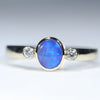 Natural Solid Australian Boulder Opal and Diamond Gold Ring - Size 5.75  US Code - EM33