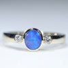 Natural Solid Australian Boulder Opal and Diamond Gold Ring - Size 5.75  US Code - EM33