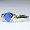 Natural Solid Australian Boulder Opal and Diamond Gold Ring - Size 5.75  US Code - EM33