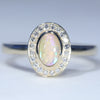 Australian Solid Boulder Opal and Diamond Gold Ring - Size 7 US Code EM21