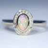 Australian Solid Boulder Opal and Diamond Gold Ring - Size 7 US Code EM21