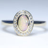 Australian Solid Boulder Opal and Diamond Gold Ring - Size 7 US Code EM21