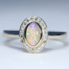 Australian Solid Boulder Opal and Diamond Gold Ring - Size 7 US Code EM21