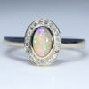 Australian Solid Boulder Opal and Diamond Gold Ring - Size 7 US Code EM21