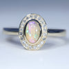 Australian Solid Boulder Opal and Diamond Gold Ring - Size 7 US Code EM21