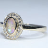 Australian Solid Boulder Opal and Diamond Gold Ring - Size 7 US Code EM21