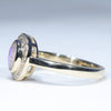 Australian Solid Boulder Opal and Diamond Gold Ring - Size 7 US Code EM21