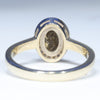 Australian Solid Boulder Opal and Diamond Gold Ring - Size 7 US Code EM21