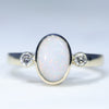 Natural Solid Coober Pedy White Opal and Diamond Gold Ring - Size 7.5 US Code - EM19