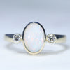 Natural Solid Coober Pedy White Opal and Diamond Gold Ring - Size 7.5 US Code - EM19