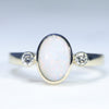 Natural Solid Coober Pedy White Opal and Diamond Gold Ring - Size 7.5 US Code - EM19