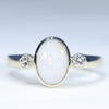 Natural Solid Coober Pedy White Opal and Diamond Gold Ring - Size 7.5 US Code - EM19
