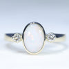Natural Solid Coober Pedy White Opal and Diamond Gold Ring - Size 7.5 US Code - EM19