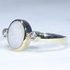 Natural Solid Coober Pedy White Opal and Diamond Gold Ring - Size 7.5 US Code - EM19